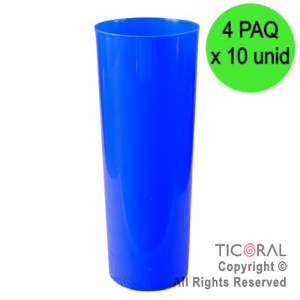 VASO TRAGO LARGO PP KV AZUL 280CC (4 pack x 10 unid)